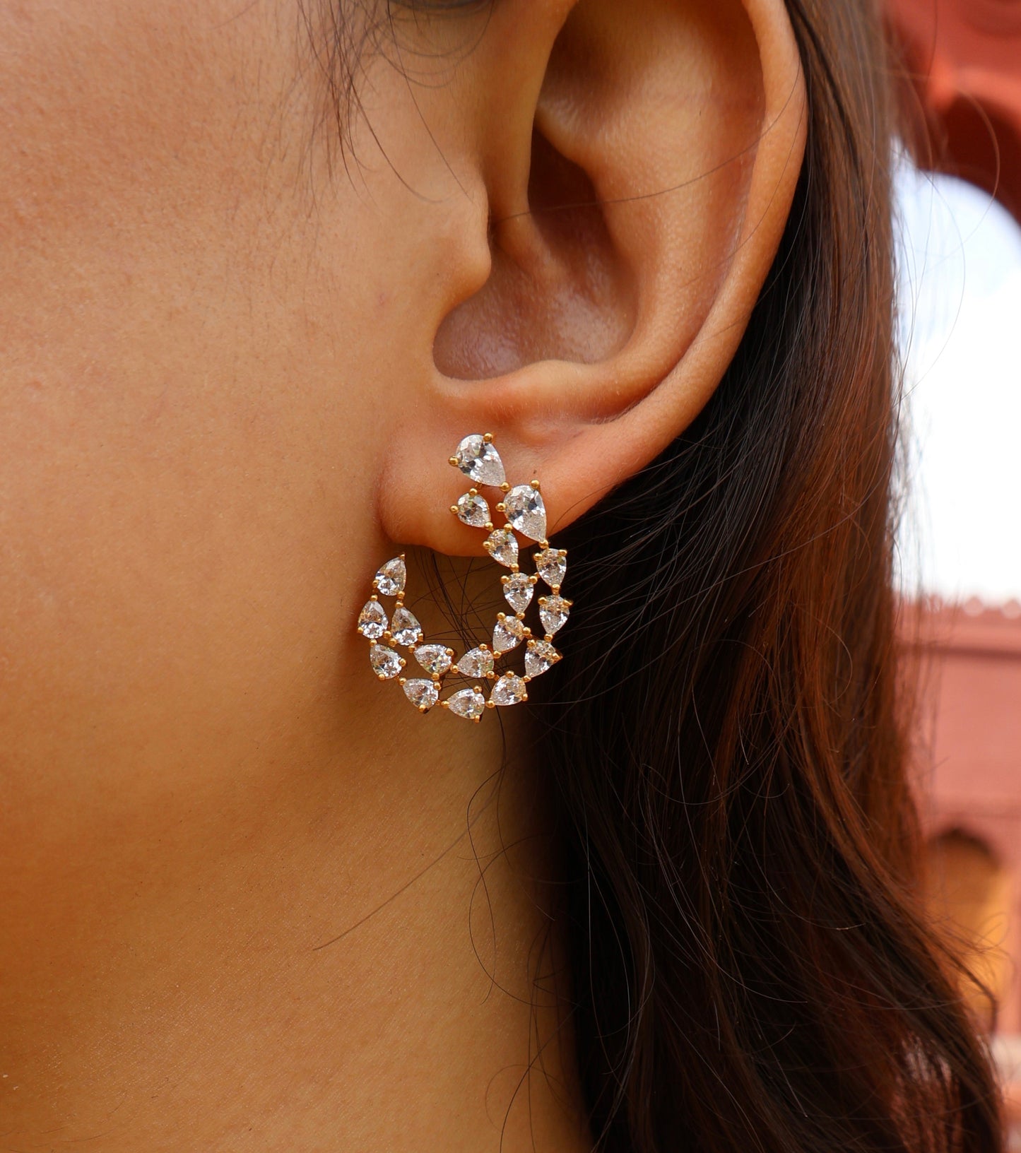 CRYSTAL CRESCENT EARRING