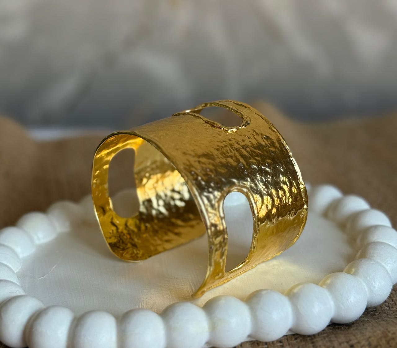 Textured Gold-Plated Cuff Bracelet
