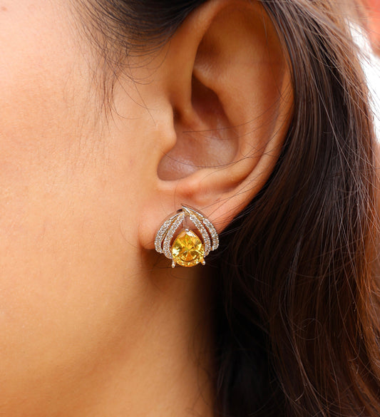 CITRINE HALO STUDS