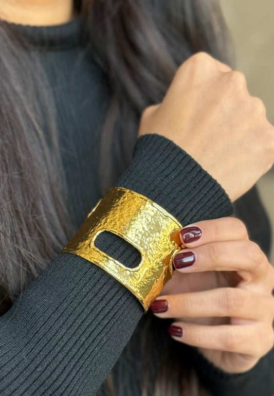 Textured Gold-Plated Cuff Bracelet