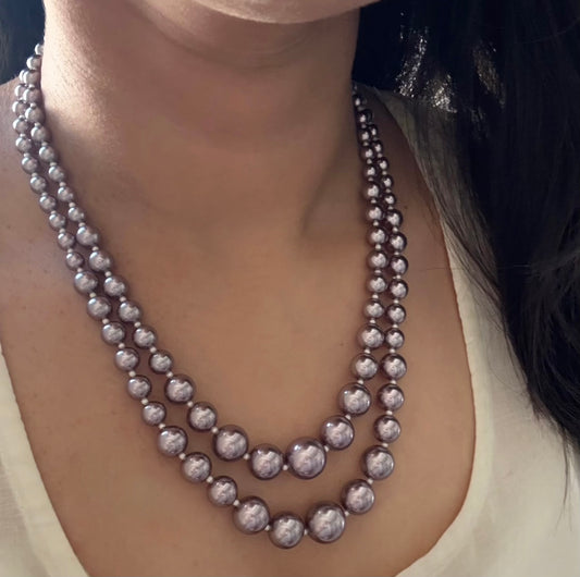 MAUVE SHINE PEARL LAYERED NECKLACE
